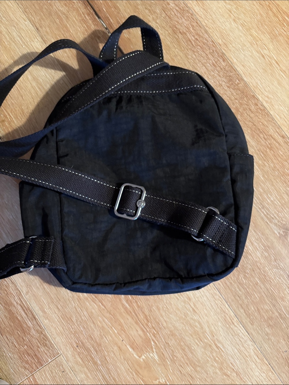 Kipling Black Mini Backpack with Plush Pom Keychain - Picture 2 of 4